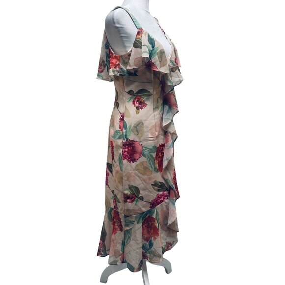 Adrianna Papell Womens Midi Ruffled Sleeveless Dress Size 4 Floral Pattern - Picture 5 of 11